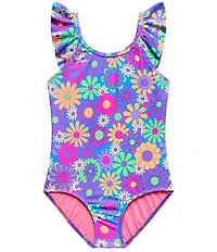 Beach Lingo Little Girl Scoop Neck Ruffle Strap Daisy Days One Piece Swimsuit