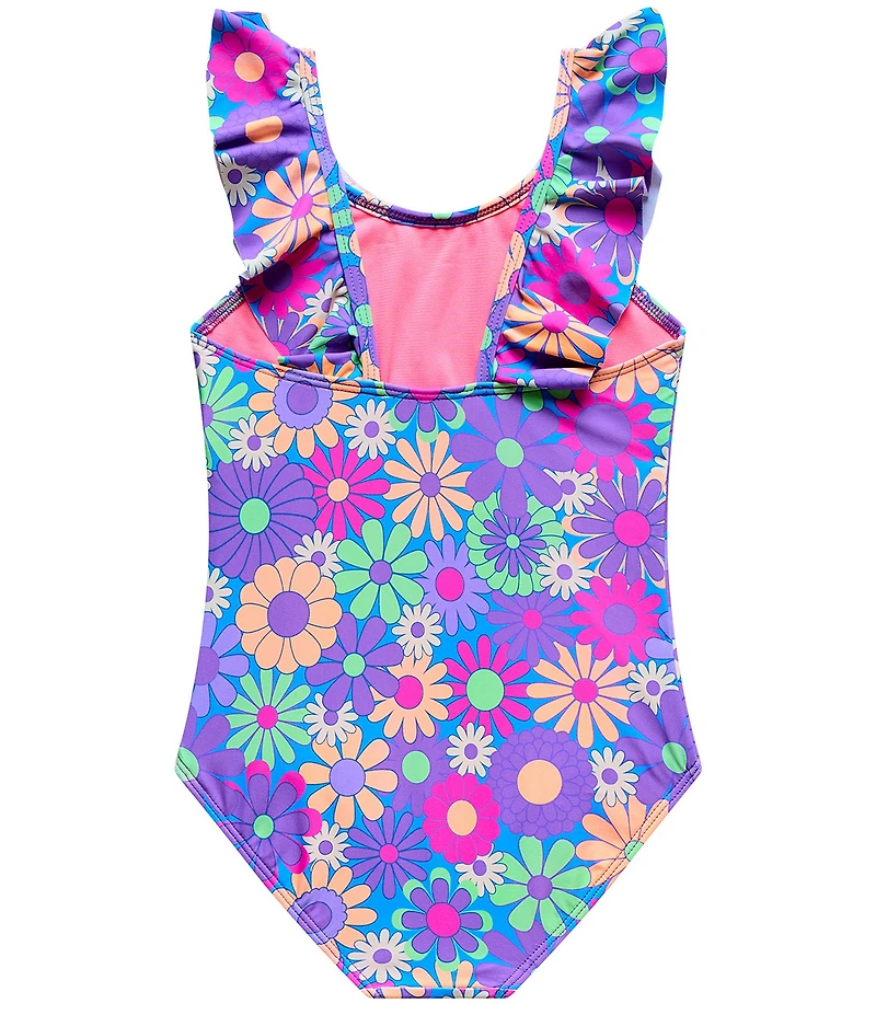 Beach Lingo Little Girl Scoop Neck Ruffle Strap Daisy Days One Piece Swimsuit