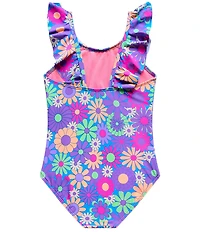 Beach Lingo Little Girl Scoop Neck Ruffle Strap Daisy Days One Piece Swimsuit