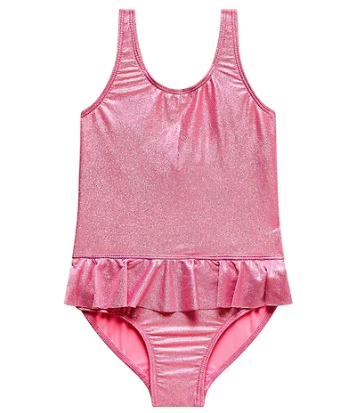 Beach Lingo Little Girl Shine Like A Diamond Ruffle Waist One Piece Swimsuit