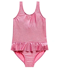 Beach Lingo Little Girl Shine Like A Diamond Ruffle Waist One Piece Swimsuit