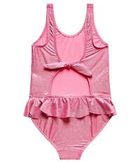Beach Lingo Little Girl Shine Like A Diamond Ruffle Waist One Piece Swimsuit