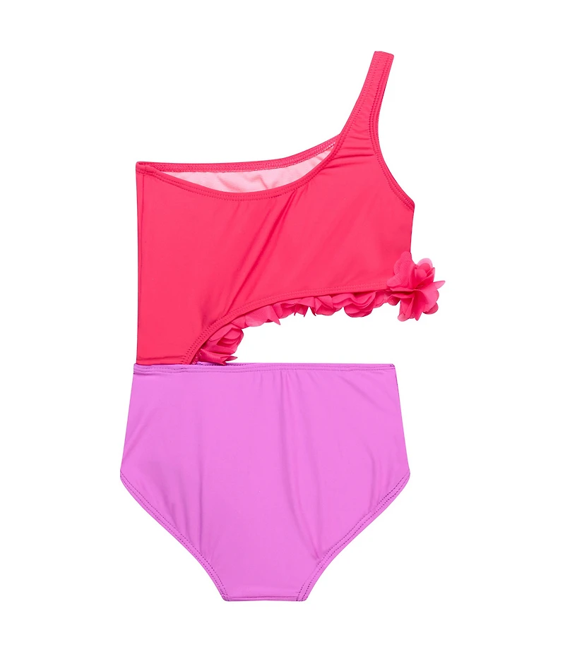 Beach Lingo Little Girls One-Shoulder Cutout Rosette Trim One Piece Swimsuit