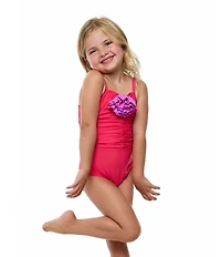 Beach Lingo Little Girls Sleeveless Rosette Trend One-Piece Swimsuit