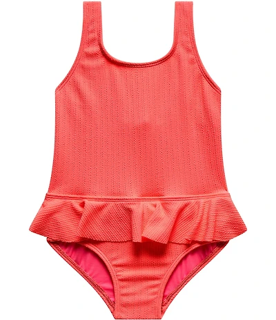Beach Lingo Little Girls Scoop Neck Ruffle Waist One Piece Swimsuit
