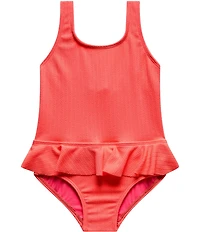 Beach Lingo Little Girls Scoop Neck Ruffle Waist One Piece Swimsuit