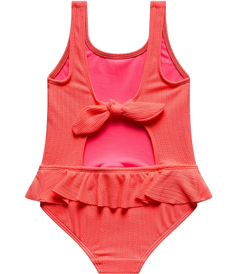 Beach Lingo Little Girls Scoop Neck Ruffle Waist One Piece Swimsuit