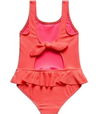 Beach Lingo Little Girls Scoop Neck Ruffle Waist One Piece Swimsuit