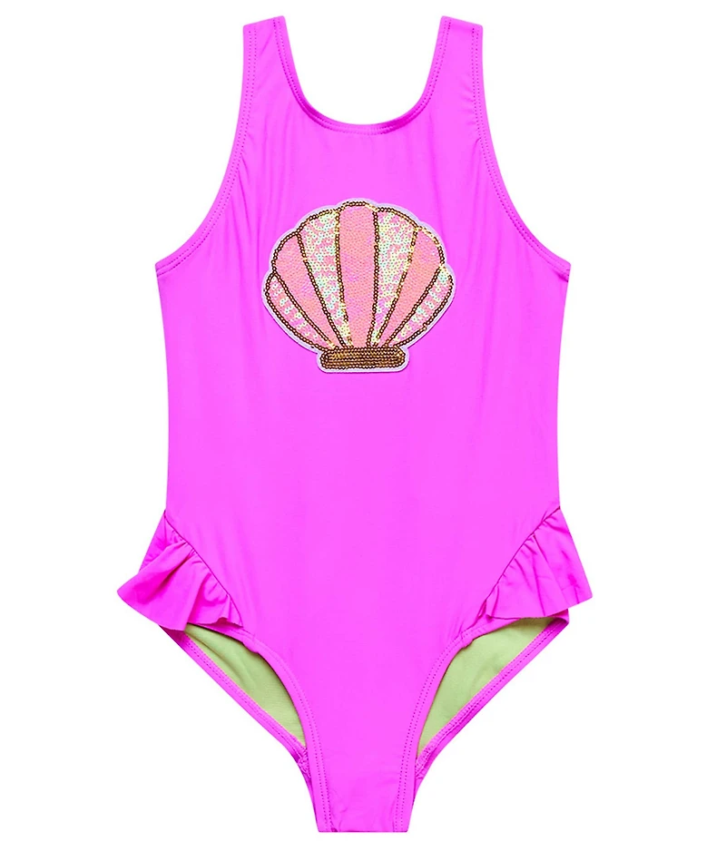 Beach Lingo Little Girls Sleeveless Scoop Neck Ruffle Leg One-Piece Swimsuit