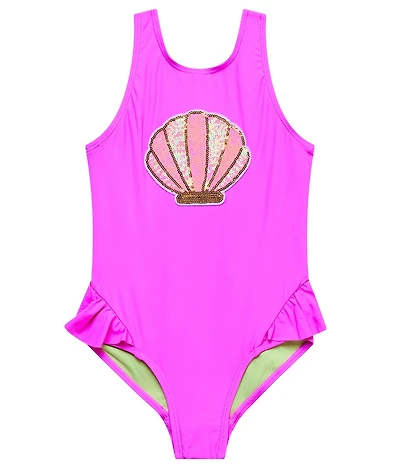 Beach Lingo Little Girls Sleeveless Scoop Neck Ruffle Leg One-Piece Swimsuit