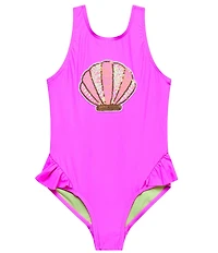 Beach Lingo Little Girls Sleeveless Scoop Neck Ruffle Leg One-Piece Swimsuit