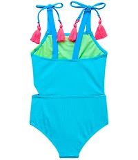 Beach Lingo Little Girls Tie Shoulder Cutout One Piece Swimsuit