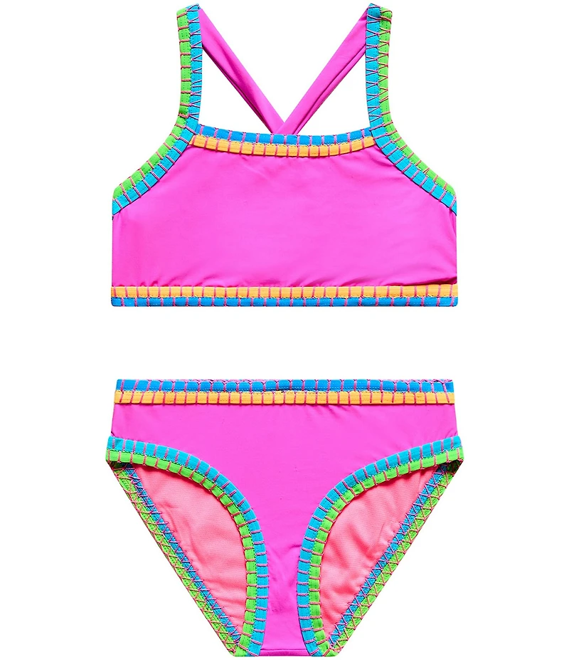 Beach Lingo Little Girls Whipstitch Binding 2-Piece Swimsuit