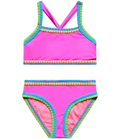 Beach Lingo Little Girls Whipstitch Binding 2-Piece Swimsuit