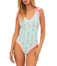 Beach Riot Akira Fruit Blooms Print Tie Shoulder One Piece Swimsuit
