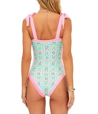 Beach Riot Akira Fruit Blooms Print Tie Shoulder One Piece Swimsuit