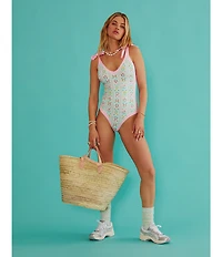 Beach Riot Akira Fruit Blooms Print Tie Shoulder One Piece Swimsuit