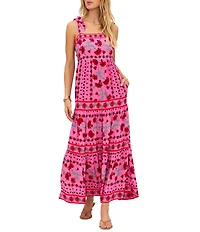 Beach Riot Charlotte Floral Tie Shoulder Tiered Maxi Dress Swim Cover-Up