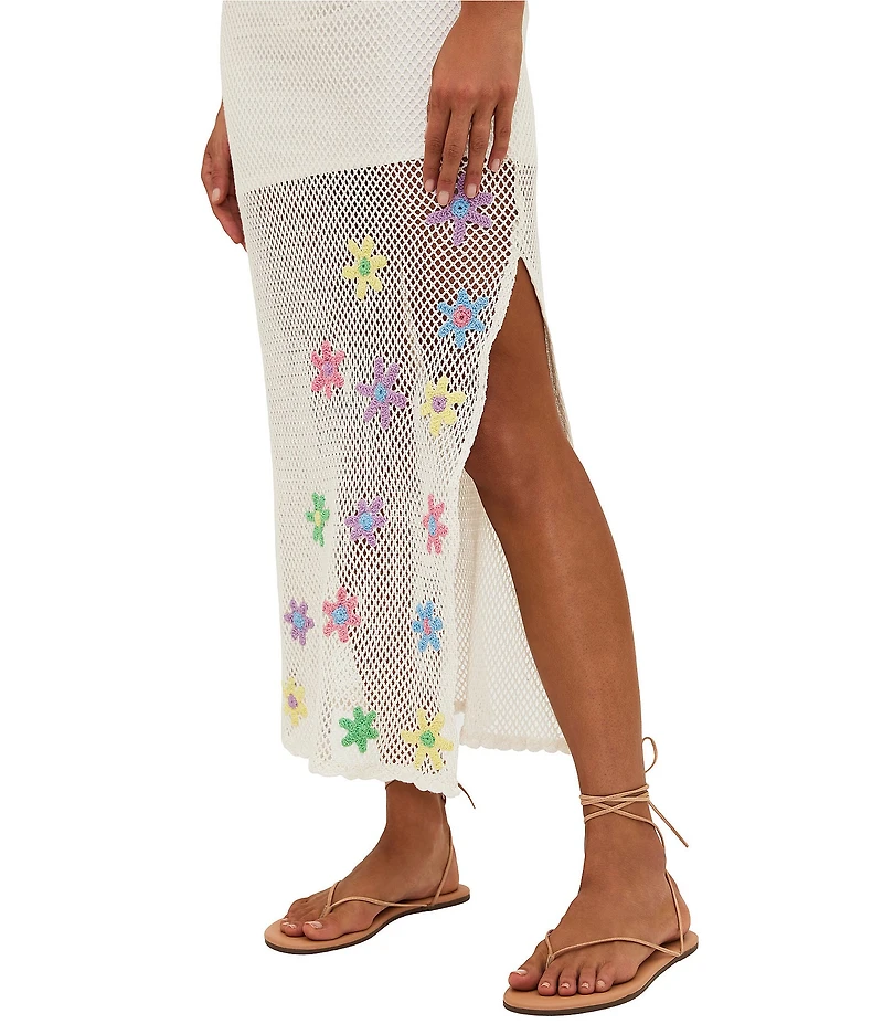 Beach Riot Diana Crochet Flowers Swim Cover-Up Dress