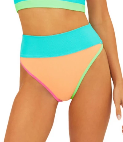 Beach Riot Emmy Ribbed Color Block High Waisted Swim Bottom