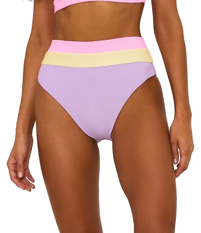 Beach Riot Heidi Ribbed Colorblock High Waisted Swim Bottom