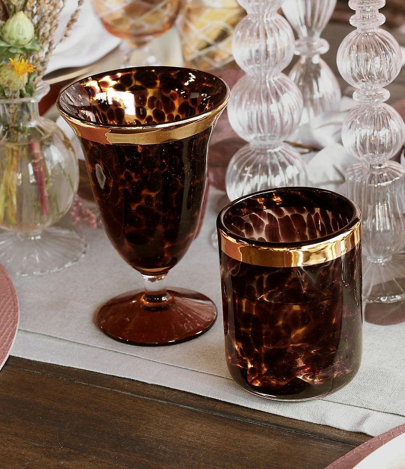 Beatriz Ball Tortoise and Gold Tumblers, Set of 4