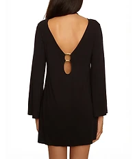 Becca By Rebecca Virtue Beach To BBQ Gold Buckle Plunge Tunic Swim Cover-Up