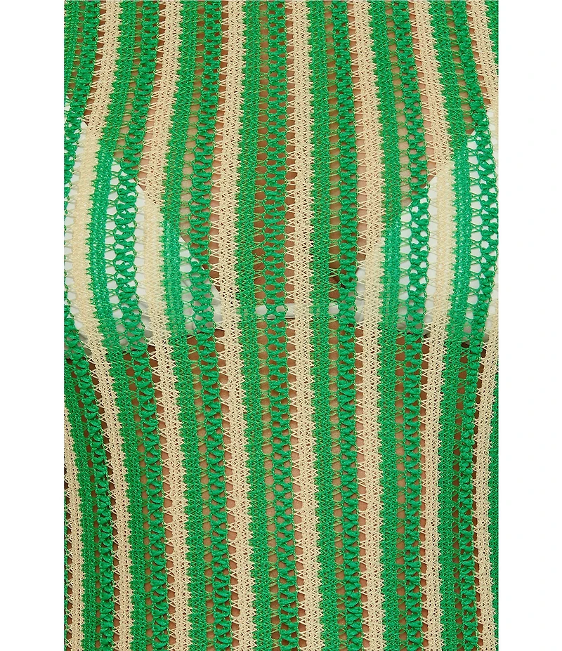 Becca By Rebecca Virtue Cabo Crochet High Neck Sleeveless Swim Cover-Up Dress