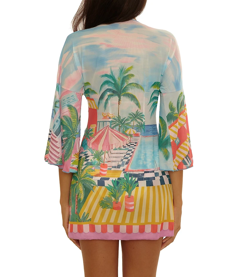 Becca By Rebecca Virtue Miami Beach Tie Front Mesh Swim Cover-Up