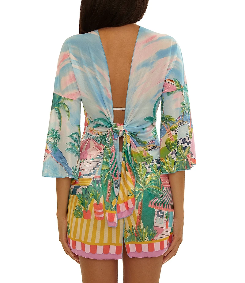 Becca By Rebecca Virtue Miami Beach Tie Front Mesh Swim Cover-Up