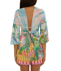 Becca By Rebecca Virtue Miami Beach Tie Front Mesh Swim Cover-Up