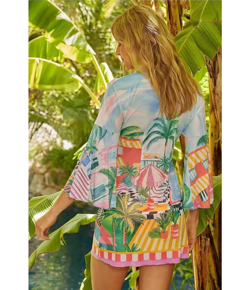 Becca By Rebecca Virtue Miami Beach Tie Front Mesh Swim Cover-Up