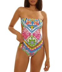 Becca by Rebecca Virtue Mijas Casey Handkerchief Straight Neck Tankini Swim Top