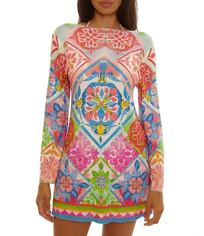 Becca By Rebecca Virtue Mijas Keyhole Ring Plunge Neck Tunic Swim Cover-Up