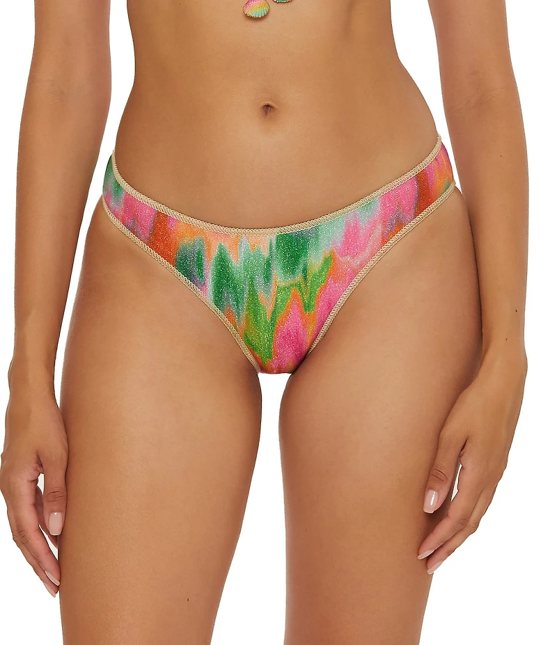 Becca By Rebecca Virtue Mirage Metallic Shirred Back Hipster Swim Bottom