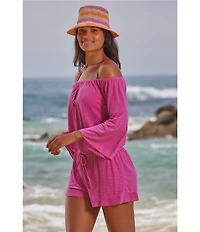 Becca By Rebecca Virtue Modern Edge Cassidy Ribbed Knit Off-The-Shoulder Romper Swim Cover-Up