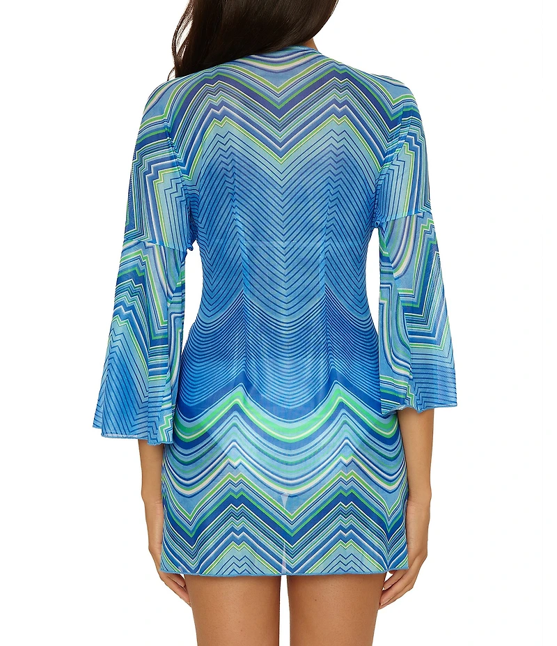 Becca By Rebecca Virtue Summer Stretch Mesh Tie Front Tunic Swim Cover-Up