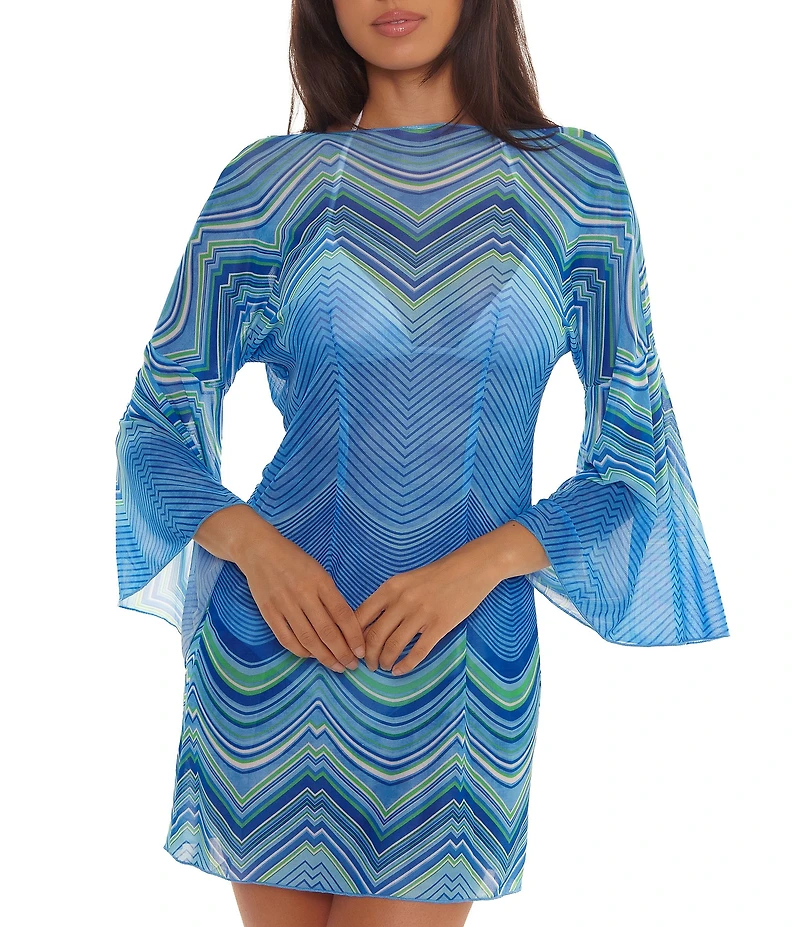 Becca By Rebecca Virtue Summer Stretch Mesh Tie Front Tunic Swim Cover-Up