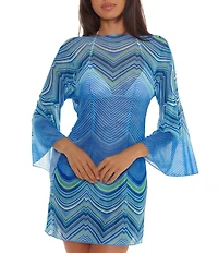 Becca By Rebecca Virtue Summer Stretch Mesh Tie Front Tunic Swim Cover-Up
