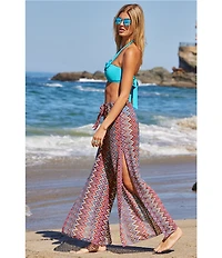Becca By Rebecca Virtue Sundown Multi Color Split Leg Swim Cover-Up Pants