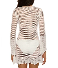Becca By Rebecca Virtue Weave Crochet Lace-Up Tunic Swim Cover-Up