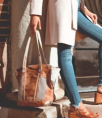 Bed Stu Amelie Tanned Perforated Leather Tote Bag