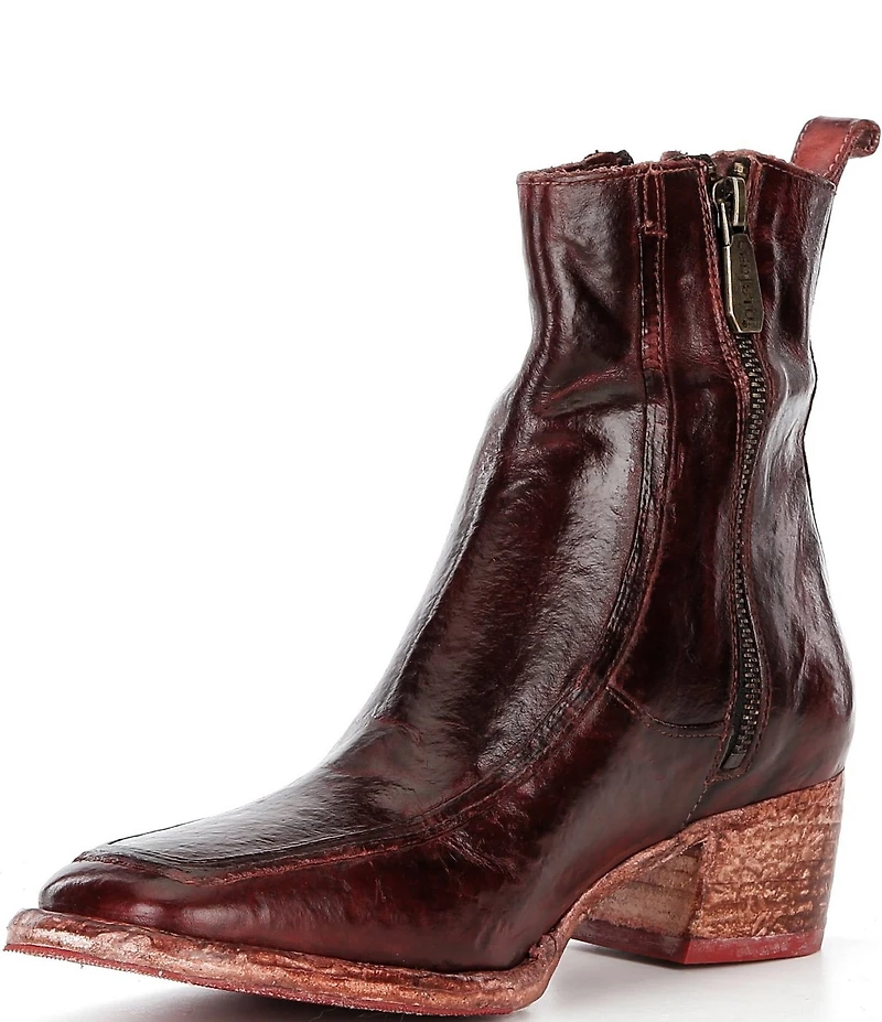 Bed Stu Bitsy Distressed Leather Square Toe Ankle Booties