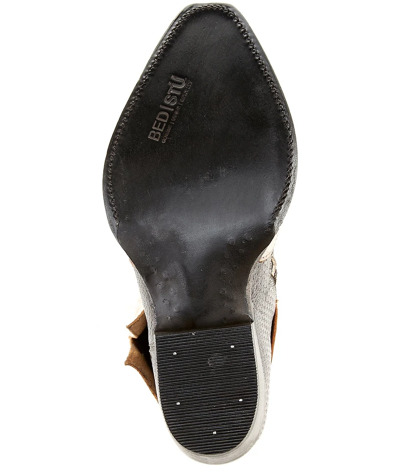 Bed Stu Blind Distressed Embossed Leather Foldover Tall Western Boots