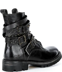 Bed Stu Grab Studded Leather Triple Buckle Moto Boots