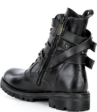 Bed Stu Grab Studded Leather Triple Buckle Moto Boots
