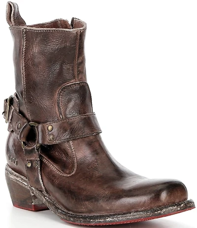 Bed Stu Homage Ring Distressed Leather Harness Hardware Engineer Booties