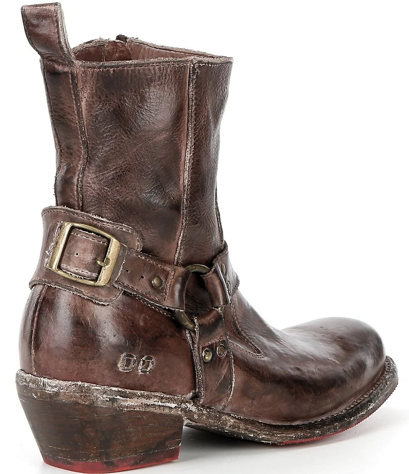 Bed Stu Homage Ring Distressed Leather Harness Hardware Engineer Booties