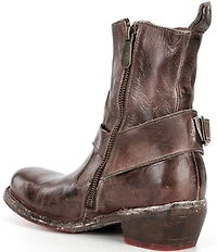 Bed Stu Homage Ring Distressed Leather Harness Hardware Engineer Booties