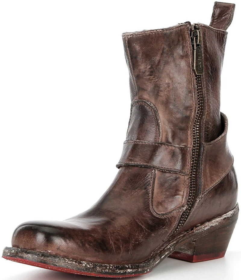 Bed Stu Homage Ring Distressed Leather Harness Hardware Engineer Booties